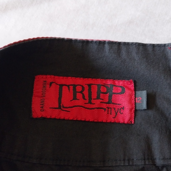 Vintage Tripp nyc goth Y2K black & burgundy spiderweb lace pleat skirt - Picture 5 of 7